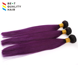 Custom made purple color machine made hair weft extension
