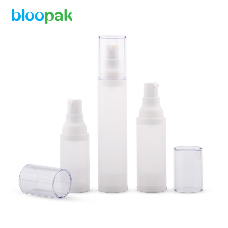 50ml white round plastic cosmetic lotion pump airless bottle 