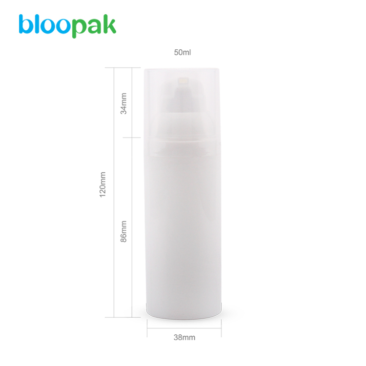 White Color Plastic PP Airless Bottle with Lotion Pump 