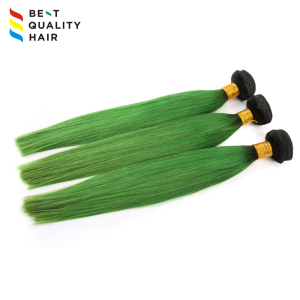 Factory price custom made double drawn green color hair weft extension