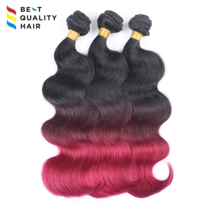 Custom made three mix color machine made weft hair extension 