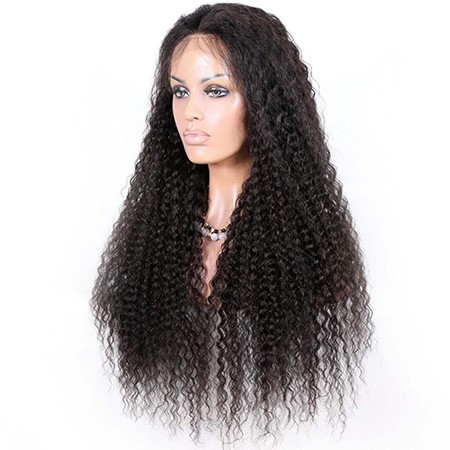 Virgin human hair kinky curl lace front wig