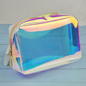 High quality laser cosmetic bag hologram pouch for girls fashion bag transparent make up bag