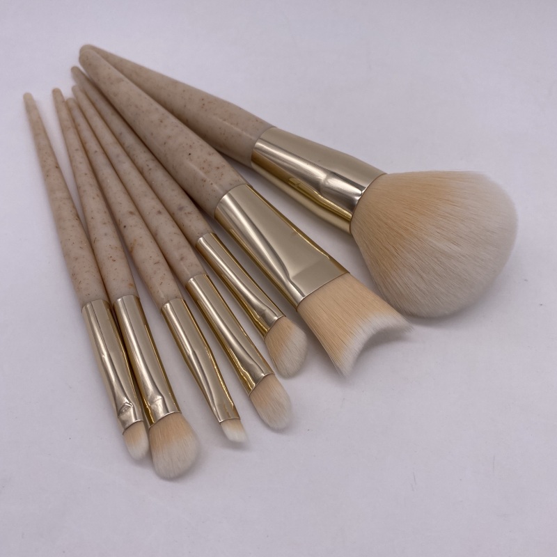 Eco-friendly wheat straw&PLA handle makeup brush set