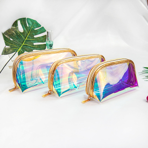 Women Portable Cosmetic Storage Bag Holographic Jewelry Toiletry Case Organizer Makeup Bag TPU