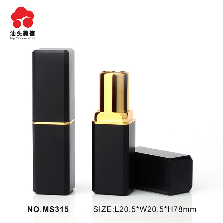 Factory Price Customized cosmetic packaging Square Shaped Unique Plastic Cosmetic Lip Balm Tube / Lipstick tube Packaging
