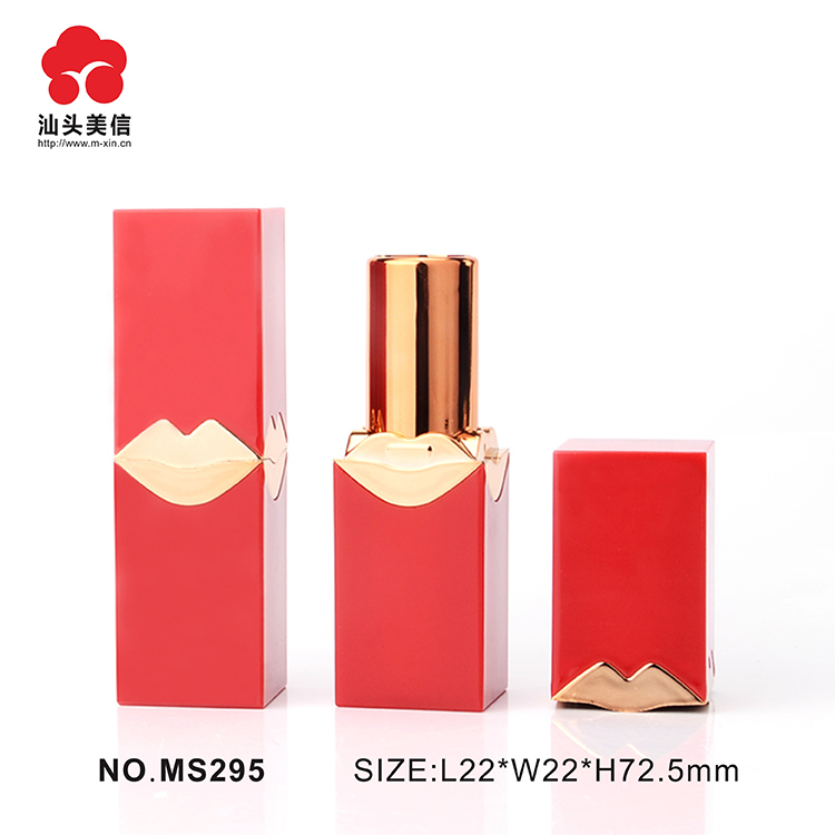 Factory Price Customized cosmetic packaging Square Shaped Unique Plastic Cosmetic Lip Balm Tube / Lipstick tube Packaging