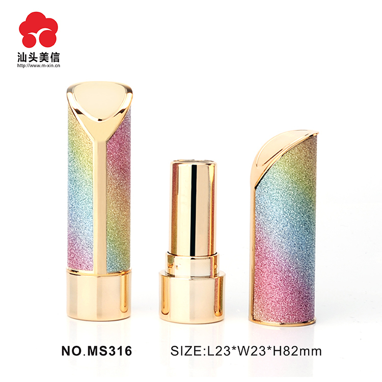 Customized New Fashion Empty Round Shaped Luxury Gold Unique Plastic Cosmetic Lip Balm Tube / Lipstick tube Packaging