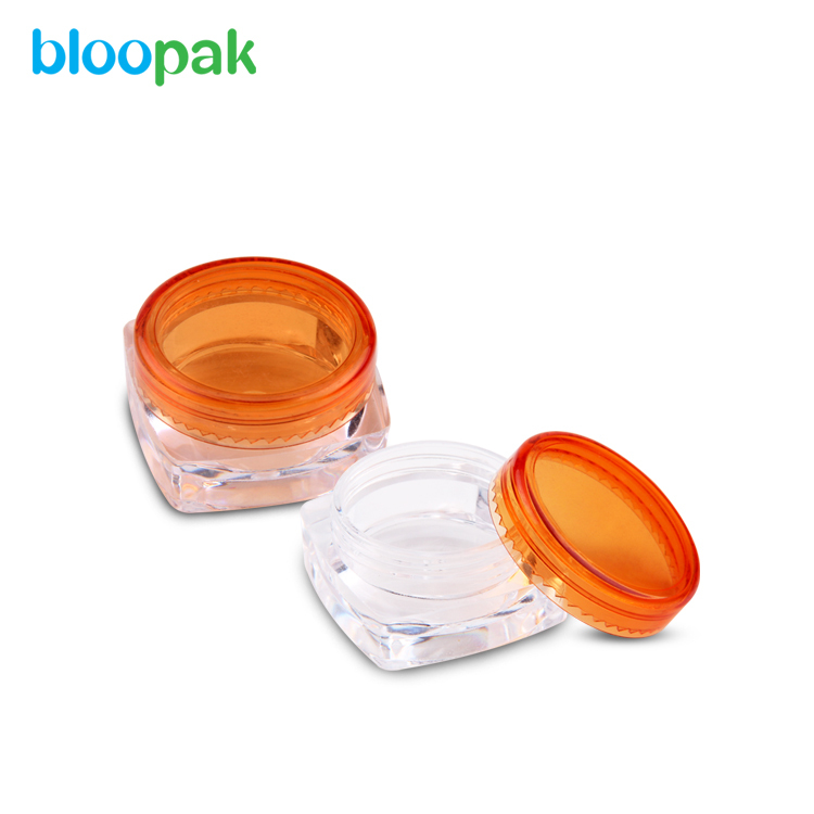 3g clear square shape plastic jar