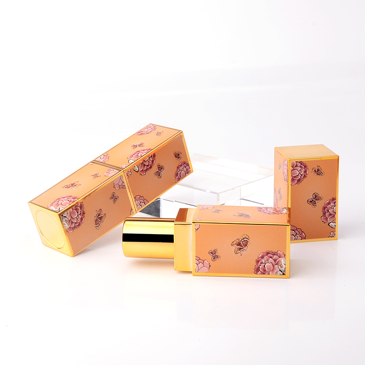 Customized cosmetic packaging China style Empty Square Shaped Unique Plastic Cosmetic Lip Balm Tube / Lipstick tube Packaging