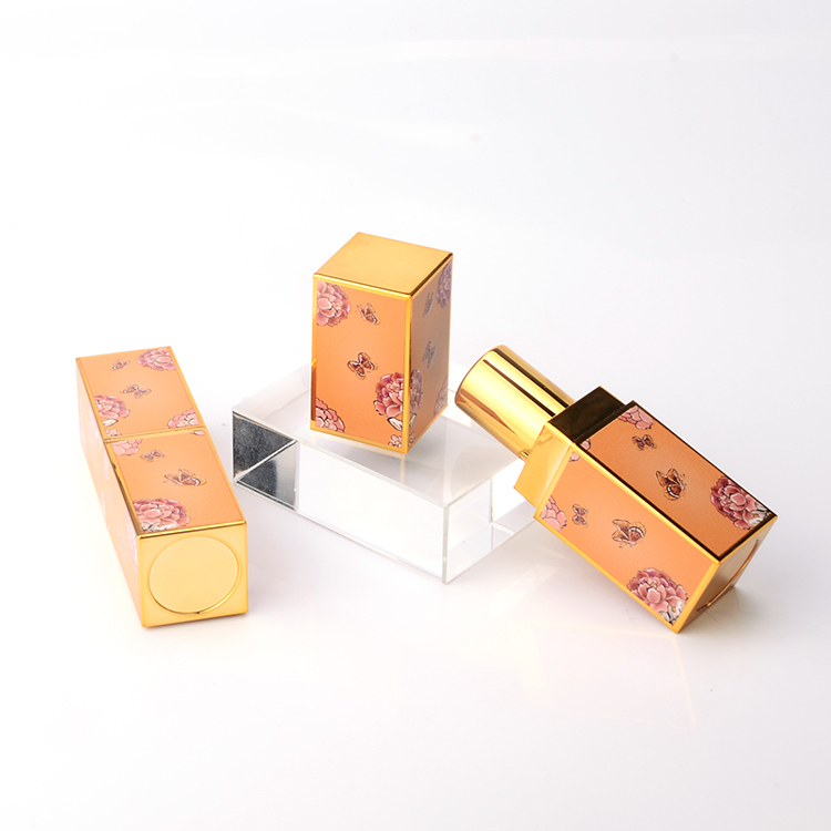 Customized cosmetic packaging China style Empty Square Shaped Unique Plastic Cosmetic Lip Balm Tube / Lipstick tube Packaging