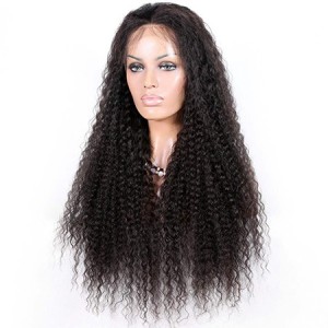 Virgin human hair kinky curl lace front wig
