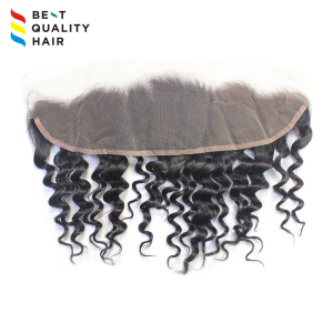 Wholesale natural black color with curl 13x4 closure in stock