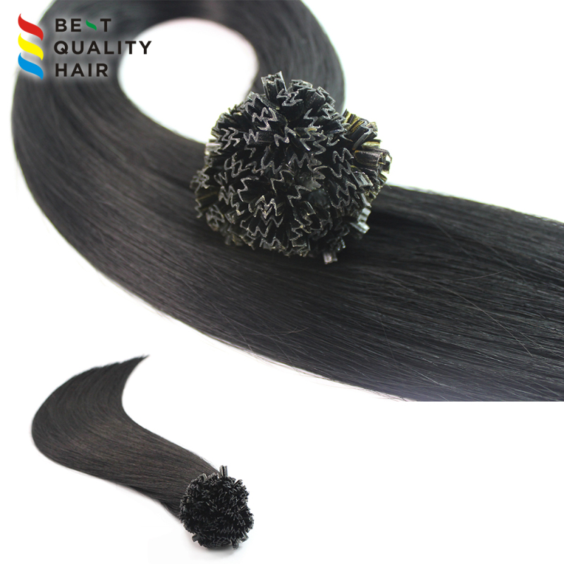 Wholesale black color brazilian hair M tip hair extension