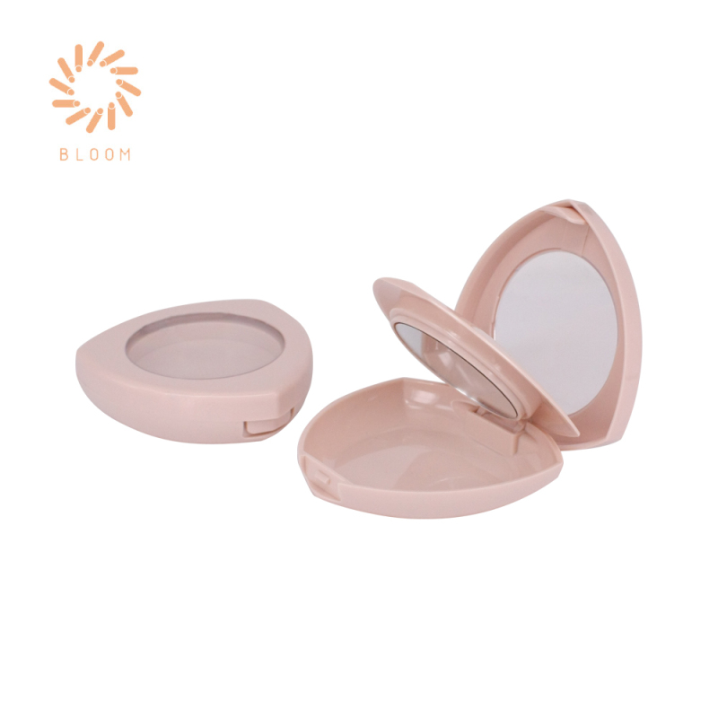 Empty Triangle Plastic Custom Compact Case Blusher Packaging with Mirror 