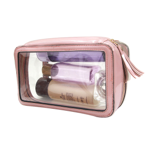 New Style PU Leather Makeup Bag Transparent Waterproof Toiletry Cosmetic Bag for Travel Clear Wash Bag