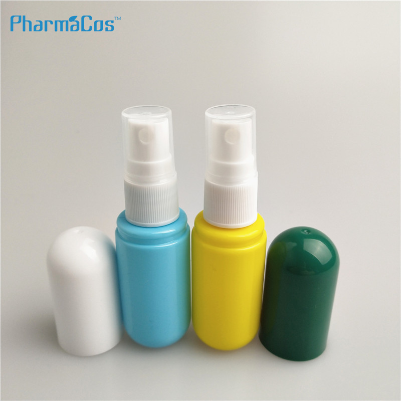 30 ml Colorful custom capsule pill bottles sprayers pumps  