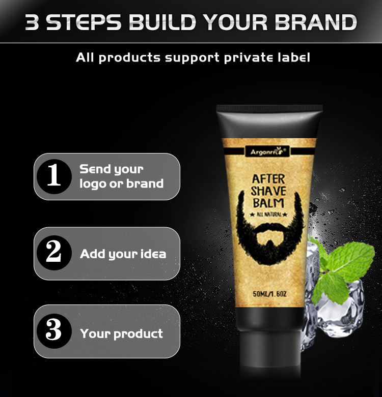 ARGANRRO Branded private label customize ingredient and package vegan aftershave balm for beard moisturize and soften