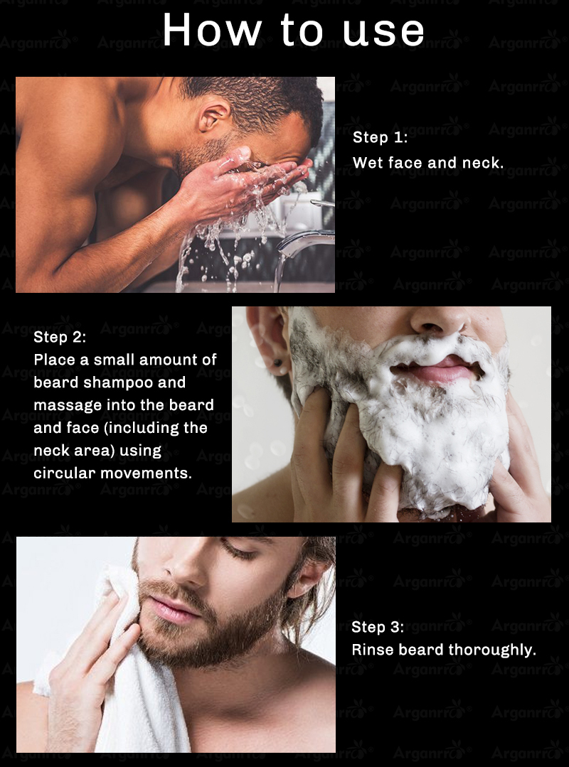 ARGANRRO Branded private label customize ingredient and package vegan beard shampoo for beard clean moisturize and soften