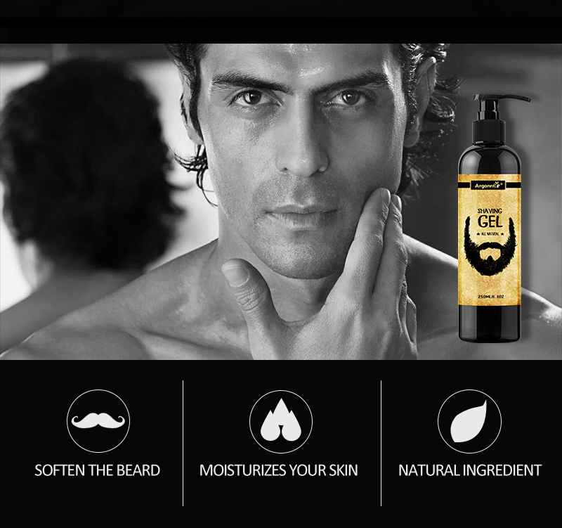 ARGANRRO Branded private label customize ingredient and package vegan shaving gel  for beard moisturize and soften