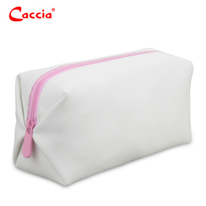 Wholesale Customize Logo Cosmetic Bag Portable Travel Outdoor White PU Toiletry Bag with Zipper