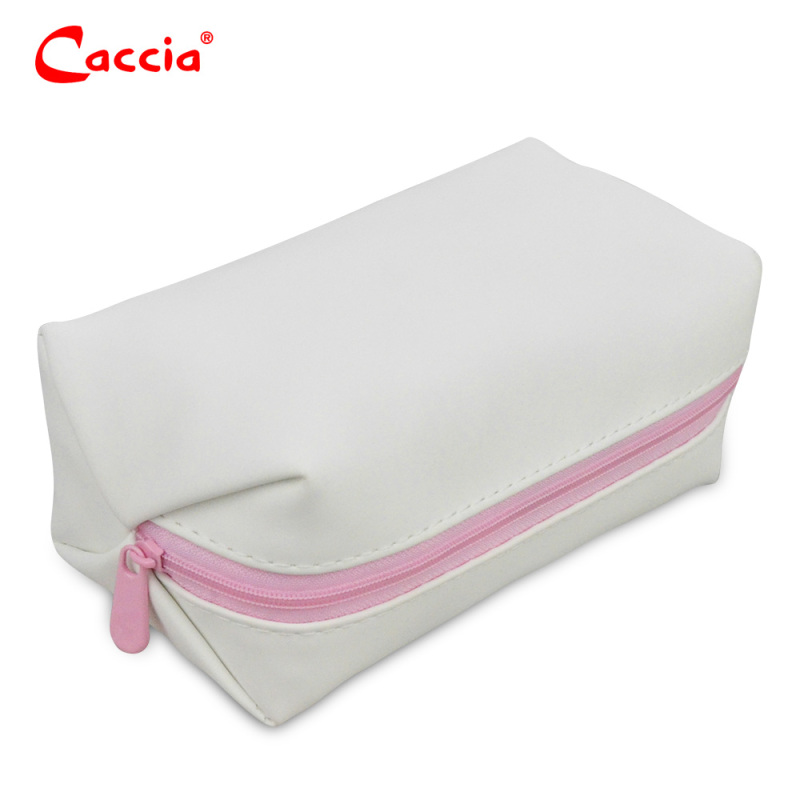 Wholesale Customize Logo Cosmetic Bag Portable Travel Outdoor White PU Toiletry Bag with Zipper
