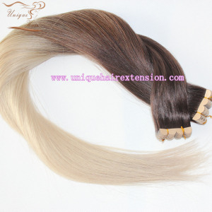 The best quality balayage color double drawn tape in hair extensions factory tangle free