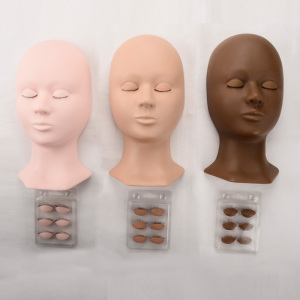 3 Colors Eyelashes Extension Training Mannequin Head Replacement Eyelids Professional Training Heads Tool 