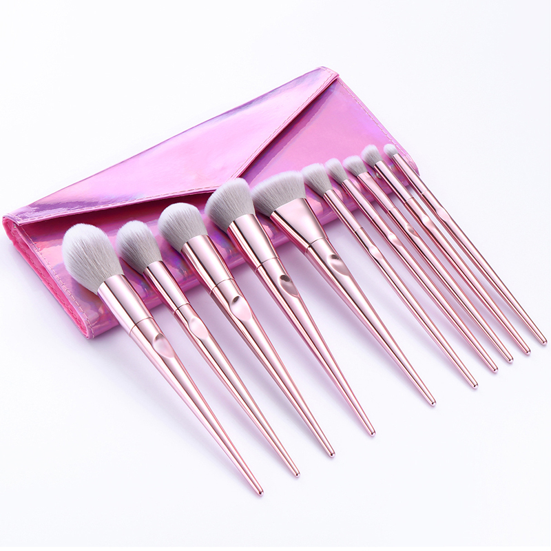 Private Label 10pcs Pink Professional cosmetic Synthetic makeup Brush