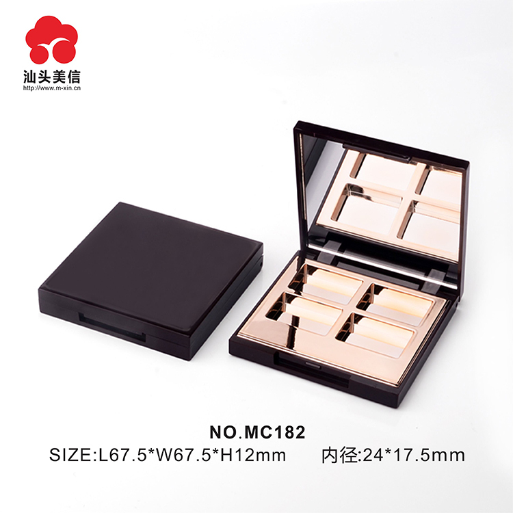 Private label New Fashion empty cosmetic blush rectangle shape eye shadow case powder case for wholesale