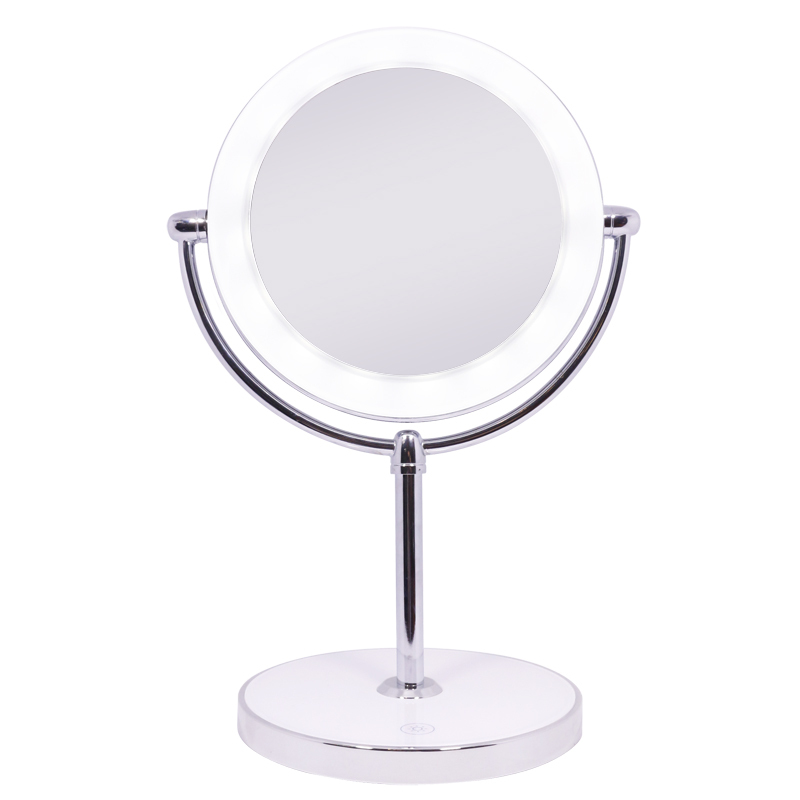 Metal Recheargeable Double Sides 1X/5X  Gold/Silver LED Lighted Desktop Mirror