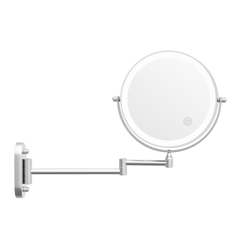 Metal Rechargeable Streatchable Arm Double Sides 1X/5X LED Lighted Wall Mirror