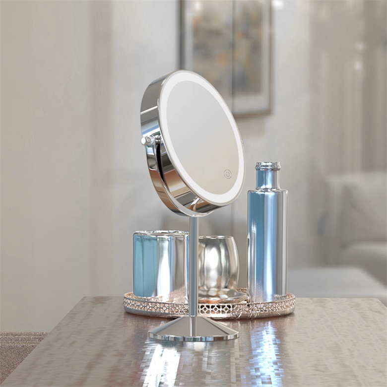 Metal Recheargeable Double Sides 1X/5X Makeup Beauty LED Lighted Mirror