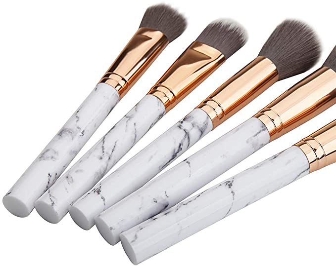 Make Up Brushes 15Pcs Professional Premium Synthetic with Marble Cosmetic Bag