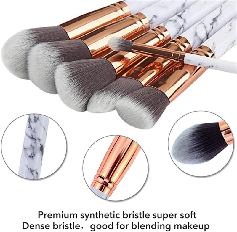 Make Up Brushes 15Pcs Professional Premium Synthetic with Marble Cosmetic Bag