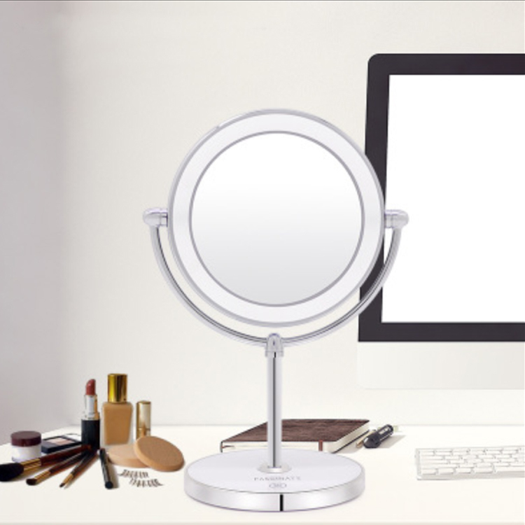 Metal Recheargeable Double Sides 1X/5X  Gold/Silver LED Lighted Desktop Mirror