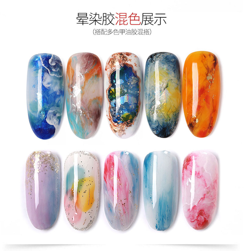 R S Nail blooming gel New design ink gel nail polish art marble watercolor ink nails blooming liquid polish