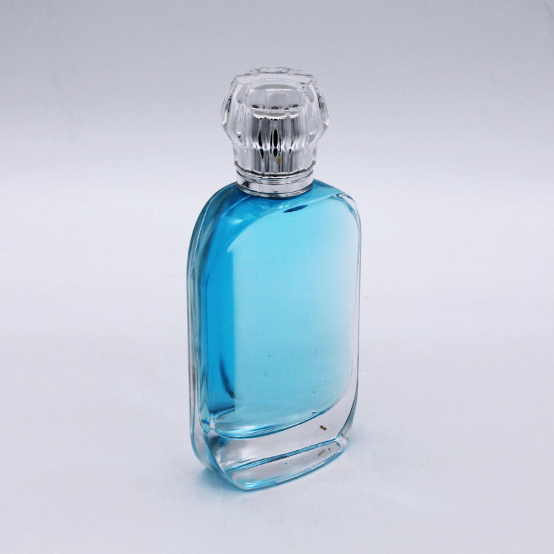 wholesale crimp neck empty transparent luxury cosmetic perfume glass bottle 100ml