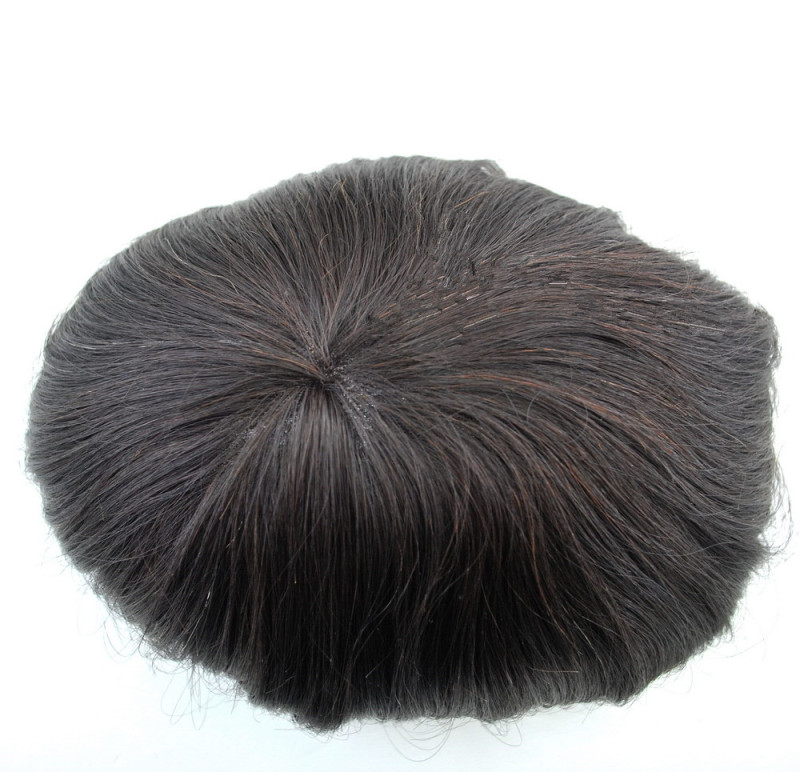 Stock human hair unit virgin hair patch welded mono center hairpieces for men 