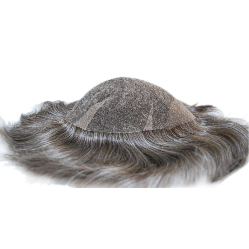 Stock Grey Hair Men's Toupee Indian Virgin Remy Hair Patch 100% Human Hair Replacement System
