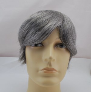 Wholesales human hair toupee full lace hairpieces 60% grey hair unit for men 