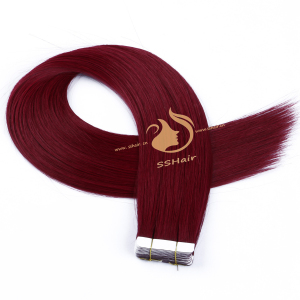 SSHair // Tape in Hair Extensions // Remy Human Hair // Red Wine // Straight