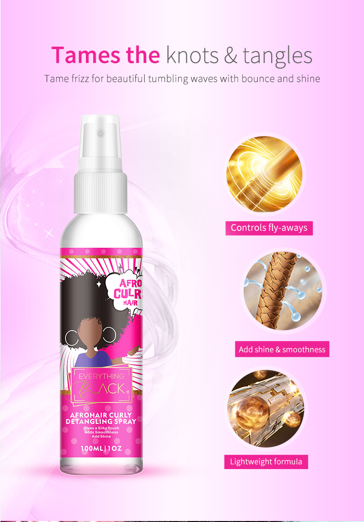Everythingblack Sultfate Free Alcohol Free Organic detangls spray For Curly Hair 