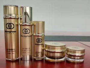 Gold inside and outside spray series；Skin care products packaging Plastic Cylindrical Empty Packaging Acrylic Serum Lotion Bottle and Cream Jar