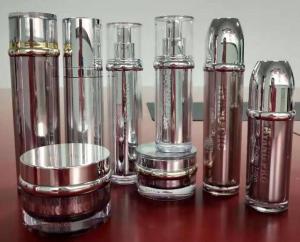 Metallic inner spray series；Skin care products packaging Plastic Cylindrical Empty Packaging Acrylic Serum Lotion Bottle and Cream Jar