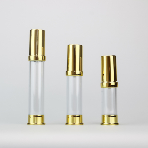 High quality gold aluminum airless pump cosmetic bottle 15ml 20ml 30ml travel bottle by Kinpack