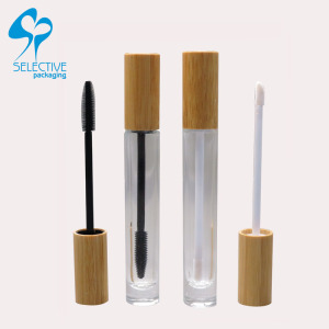 Hot sale professional design empty glass mascara bottles Eyelash tube with bamboo lid