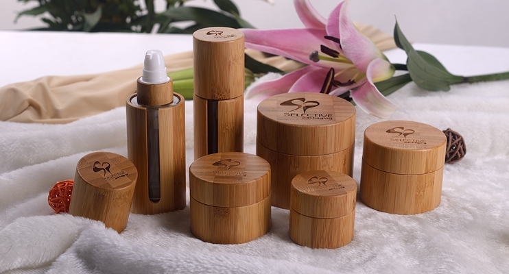 Bamboo cosmetic jars(inner glass)