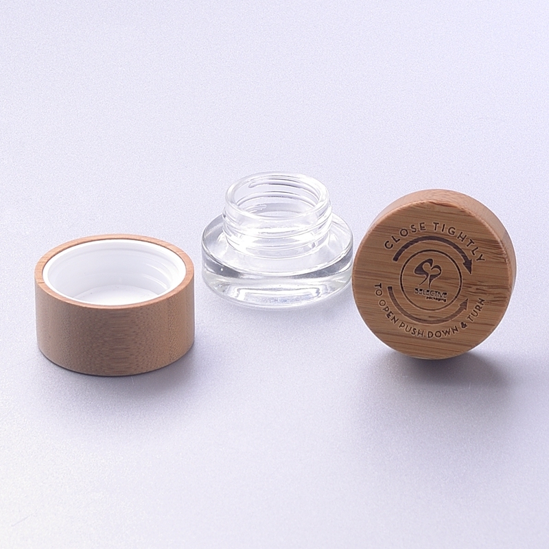 Glass jar with bamboo CRC cap
