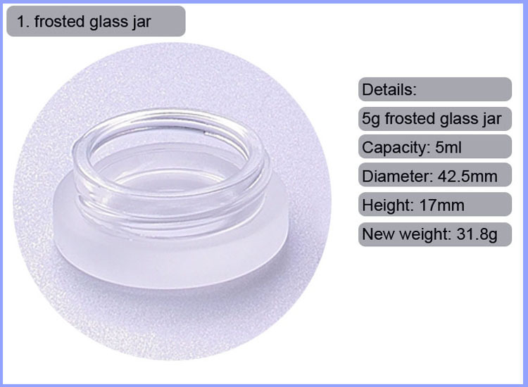 5g frosted clear glass jar with bamboo cap